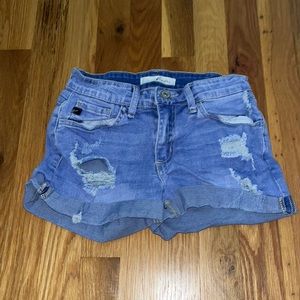 high rise blue jean shorts